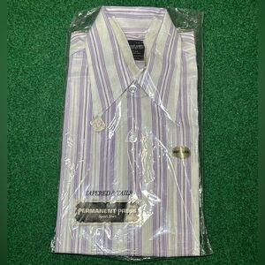 Vintage 70s Button Up Short Sleeve Nerd Geek Striped Pocket Medium Shirt